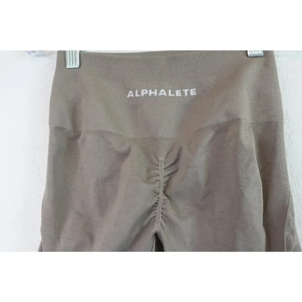 Alphalete Amplify Contour Leggings - Taupe Scrunch Butt, Size Small
